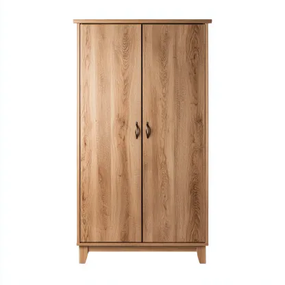 Armoire 2 portes MDF 80x50x180 cm - Chêne clair - Rangement pour chambre - Design scandinave-Sizenodecor