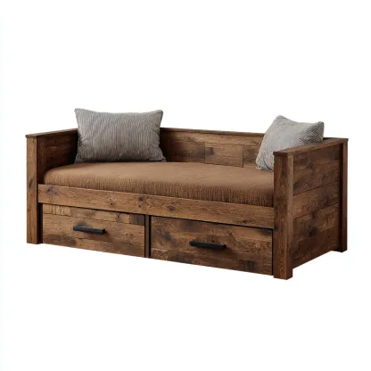 Canapé lit MDF 190x90x75 cm - bois foncé - couchage avec rangement intégré-Sizenodecor
