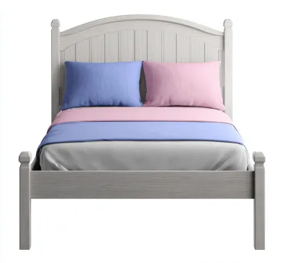 Lit double en panneaux MDF 200x160x95 cm - finition bois clair - style classique-Sizenodecor