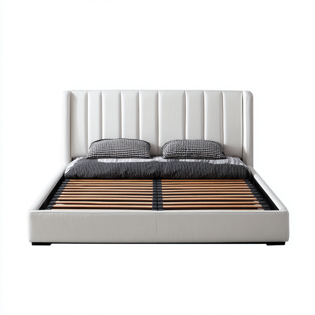 Lit double MDF 200x160x105 cm - Blanc - Couchage pour chambre - Design contemporain-Sizenodecor