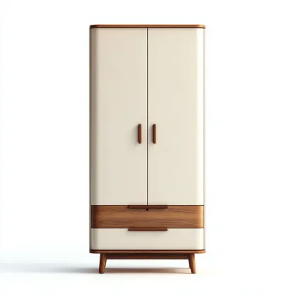 Armoire 2 portes bois et panneaux MDF 90x55x180 cm - blanc et marron - design scandinave-Sizenodecor