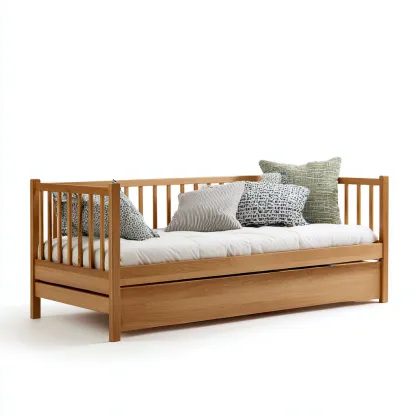 Canapé lit bois MDF 200x90x80 cm - Chêne naturel - Couchage et rangement pour chambre - Design scandinave-Sizenodecor