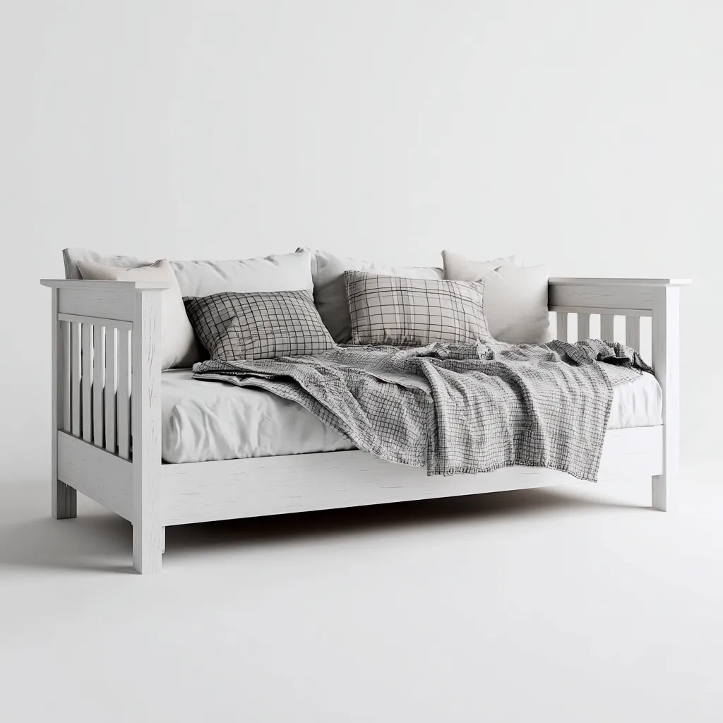 Canapé lit bois massif 200x90x80 cm - blanc - couchage intérieur avec structure cadre-Sizenodecor