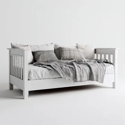 Canapé lit bois massif 200x90x80 cm - blanc - couchage intérieur avec structure cadre-Sizenodecor