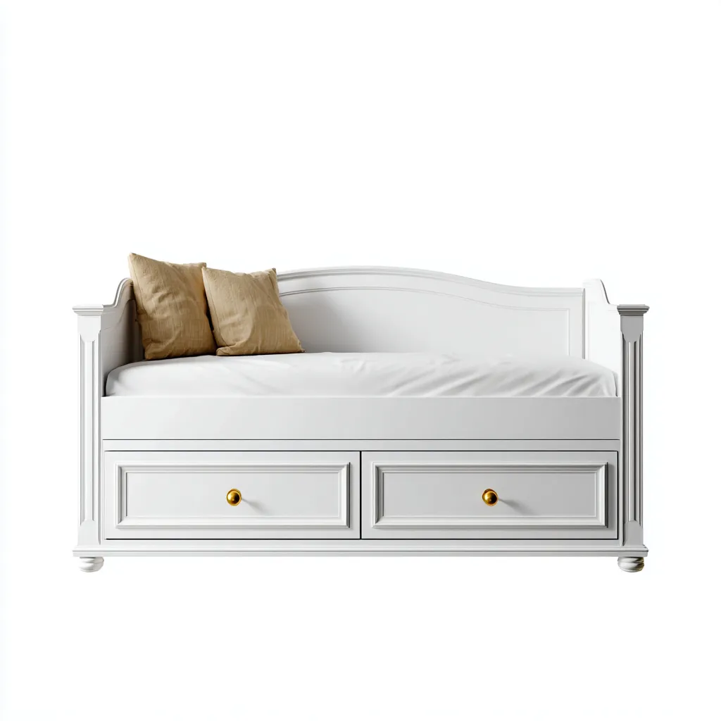 Canapé lit panneaux bois avec tiroirs de rangement 200x95x90 cm - blanc - style classique pour salon-Sizenodecor