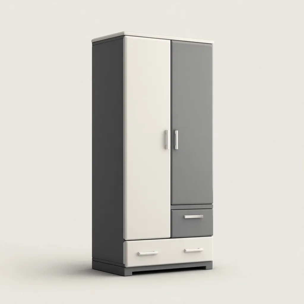 Armoire 2 portes panneau mélaminé 90x55x180 cm - blanc-gris - design moderne pour chambre ou entrée-Sizenodecor