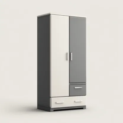 Armoire 2 portes panneau mélaminé 90x55x180 cm - blanc-gris - design moderne pour chambre ou entrée-Sizenodecor