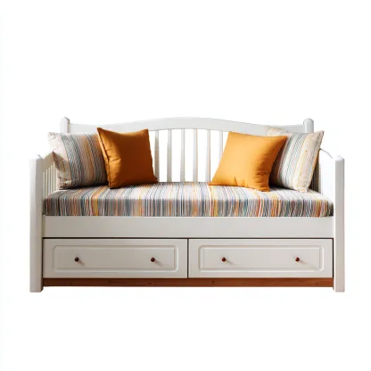 Canapé lit bois et panneaux MDF 200x90x80 cm - blanc et marron - design classique-Sizenodecor