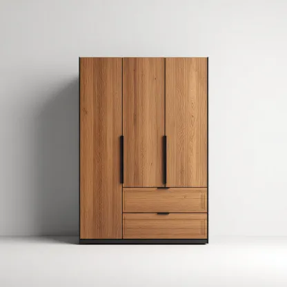 Armoire 3 portes MDF 120x55x180 cm - bois naturel-noir - rangement intérieur moderne-Sizenodecor