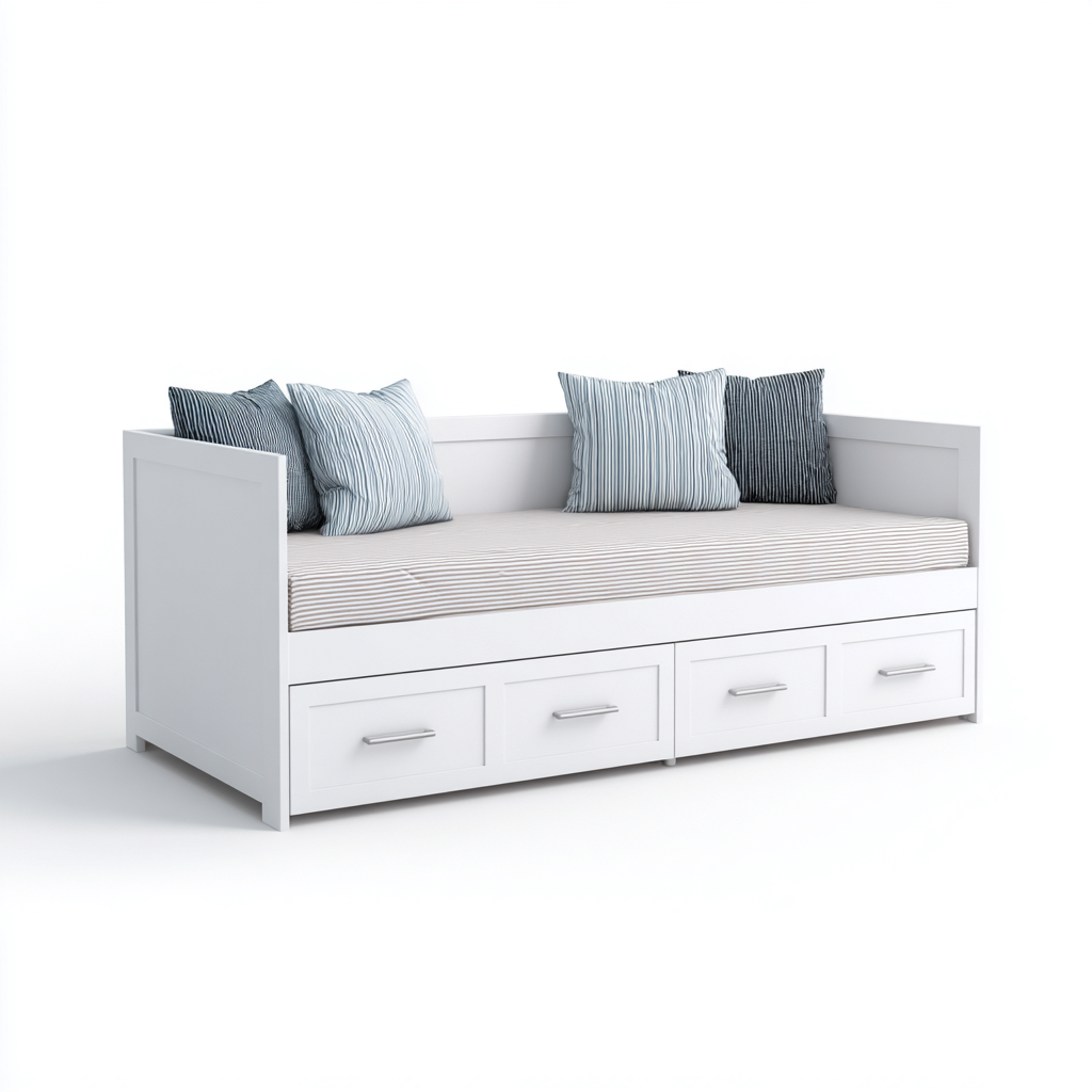 Canapé lit bois MDF 200x90x85 cm - Blanc - Couchage et rangement pour chambre - Design scandinave-Sizenodecor