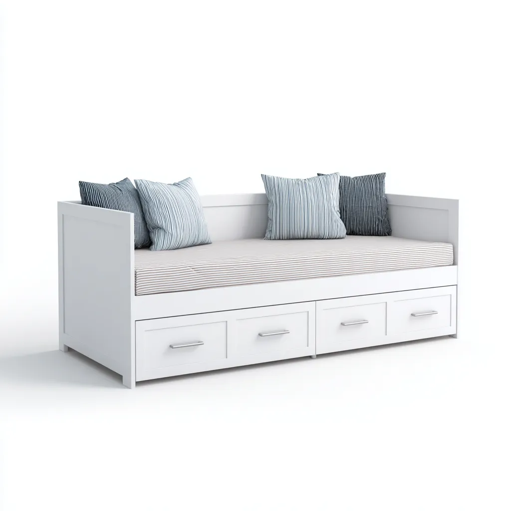 Canapé lit bois MDF 200x90x85 cm - Blanc - Couchage et rangement pour chambre - Design scandinave-Sizenodecor