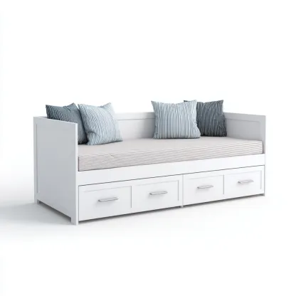 Canapé lit bois MDF 200x90x85 cm - Blanc - Couchage et rangement pour chambre - Design scandinave-Sizenodecor