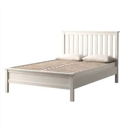 Lit double structure bois avec tête de lit ajourée 200x160x95 cm - blanc - design classique pour chambre-Sizenodecor