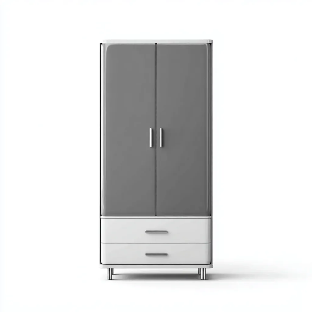 Armoire 2 portes en panneaux MDF 80x50x180 cm - gris et blanc - rangement moderne-Sizenodecor