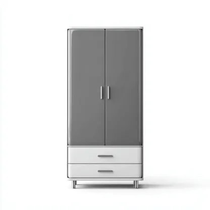 Armoire 2 portes en panneaux MDF 80x50x180 cm - gris et blanc - rangement moderne-Sizenodecor