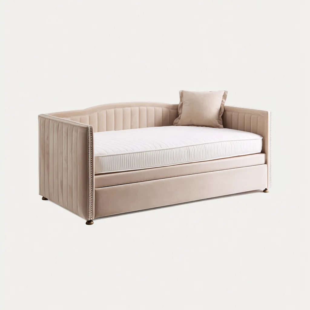 Canapé lit tissu 200x90x85 cm - Beige - Couchage et assise pour chambre - Design contemporain-Sizenodecor