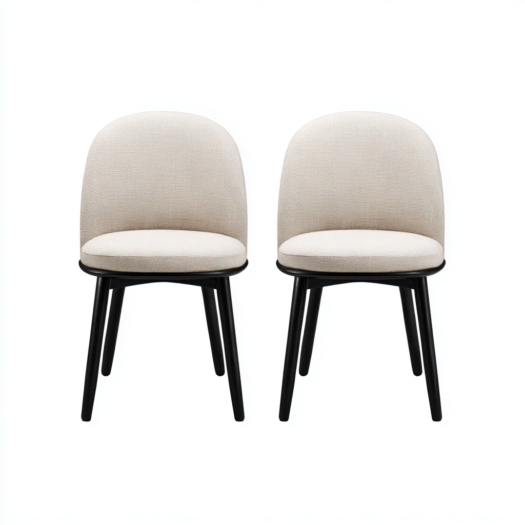 Sedia da pranzo - tessuto-metallo - 48x52x81 cm - beige-nero - stile moderno-Vidiioloft