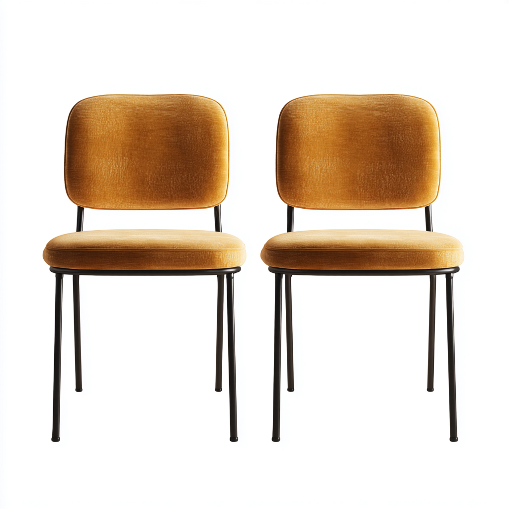 Sedia da pranzo - tessuto-metallo - 45x52x82 cm - senape - stile moderno-Vidiioloft