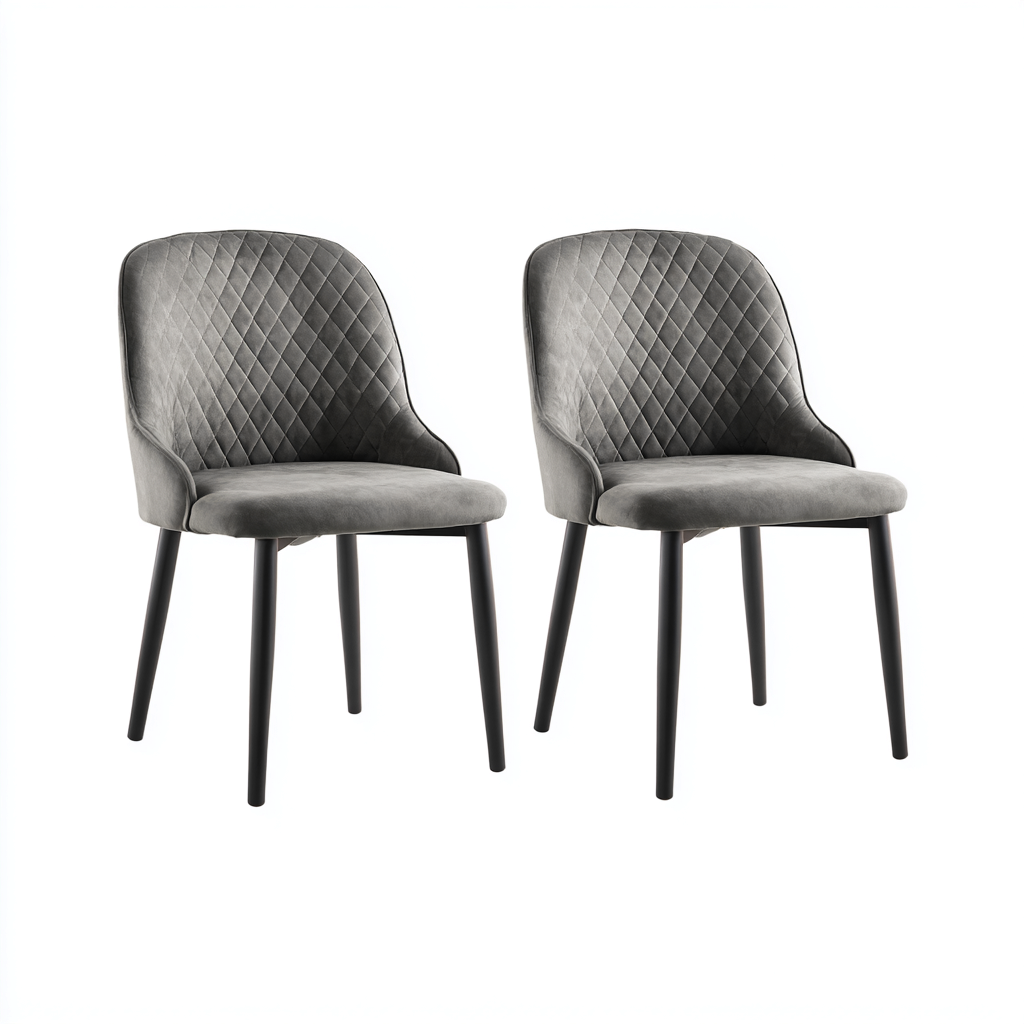 Sedia da pranzo - tessuto-metallo - 51x55x84 cm - grigio-nero - stile moderno-Vidiioloft