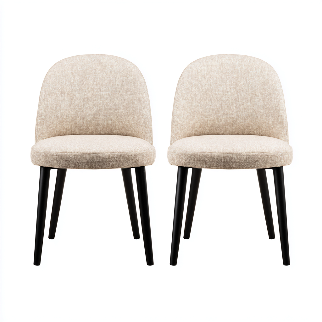 Sedia da pranzo - tessuto-metallo - 49x53x82 cm - beige-nero - stile moderno-Vidiioloft