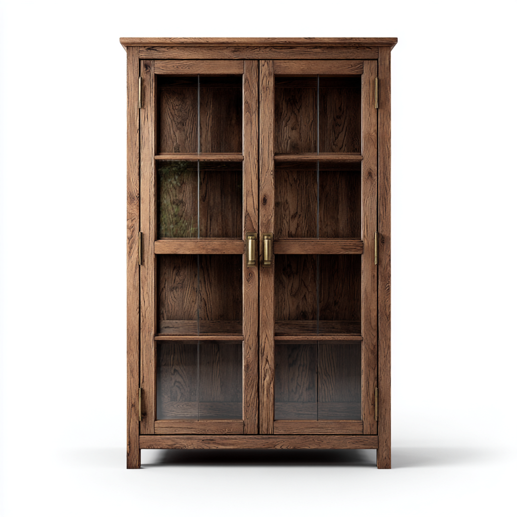 Vetrina - legno-vetro-metallo - 95x42x180 cm - noce scuro - stile classico-Vidiioloft