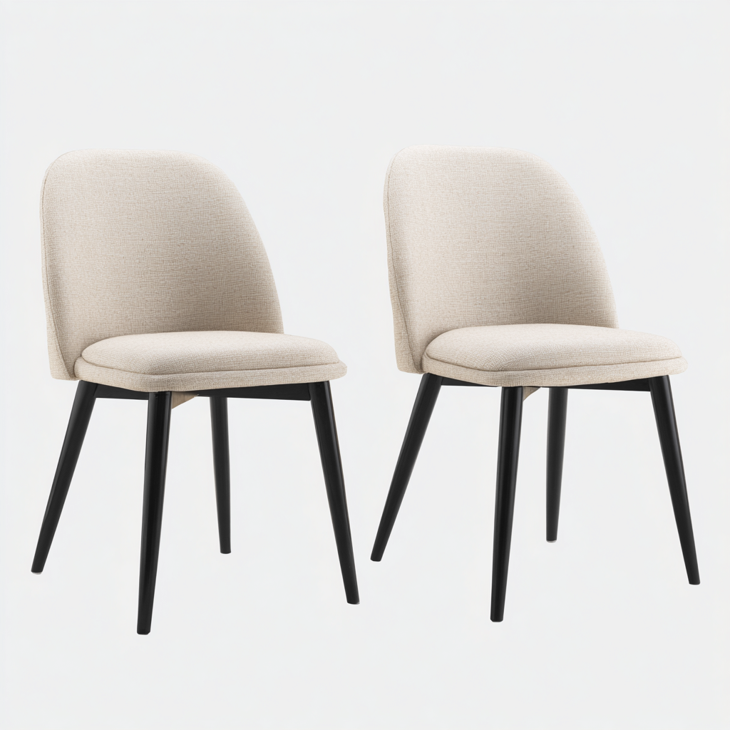 Sedia da pranzo - tessuto-metallo - 47x51x80 cm - beige-nero - stile moderno-Vidiioloft