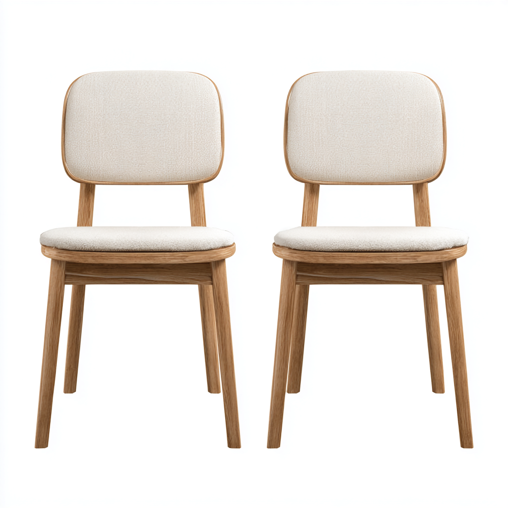 Sedia da pranzo - tessuto-legno - 48x53x82 cm - beige-legno - stile nordico-Vidiioloft