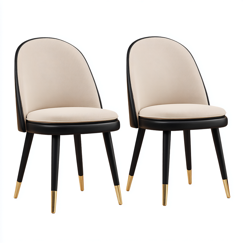 Sedia da pranzo - tessuto-metallo - 50x54x83 cm - beige-nero-oro - stile moderno-Vidiioloft