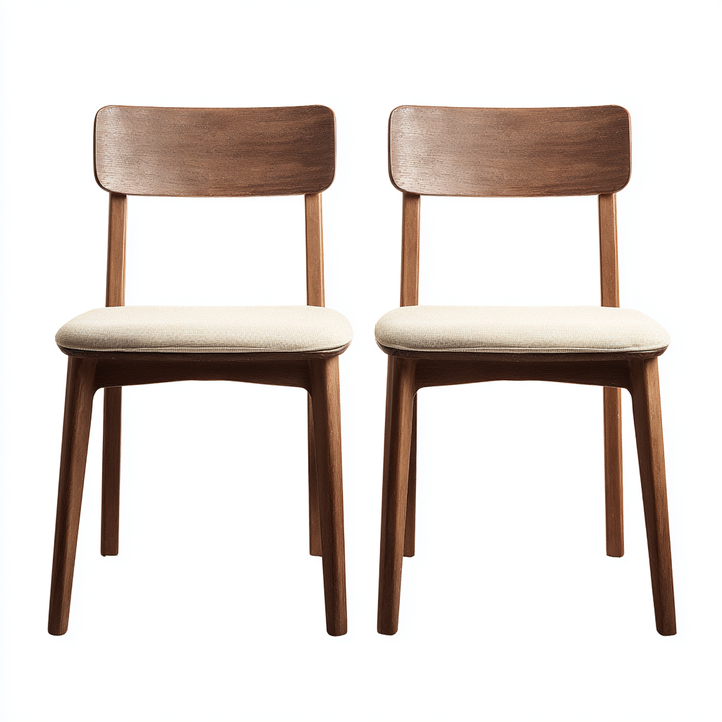 Sedia da pranzo - tessuto-legno - 47x52x81 cm - beige-legno scuro - stile nordico-Vidiioloft