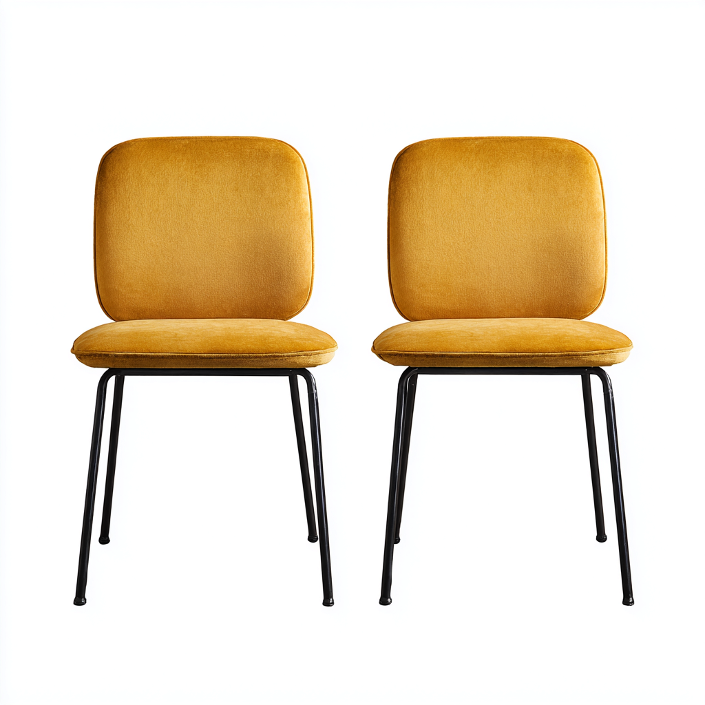 Sedia da pranzo - tessuto-metallo - 46x54x83 cm - senape - stile moderno-Vidiioloft