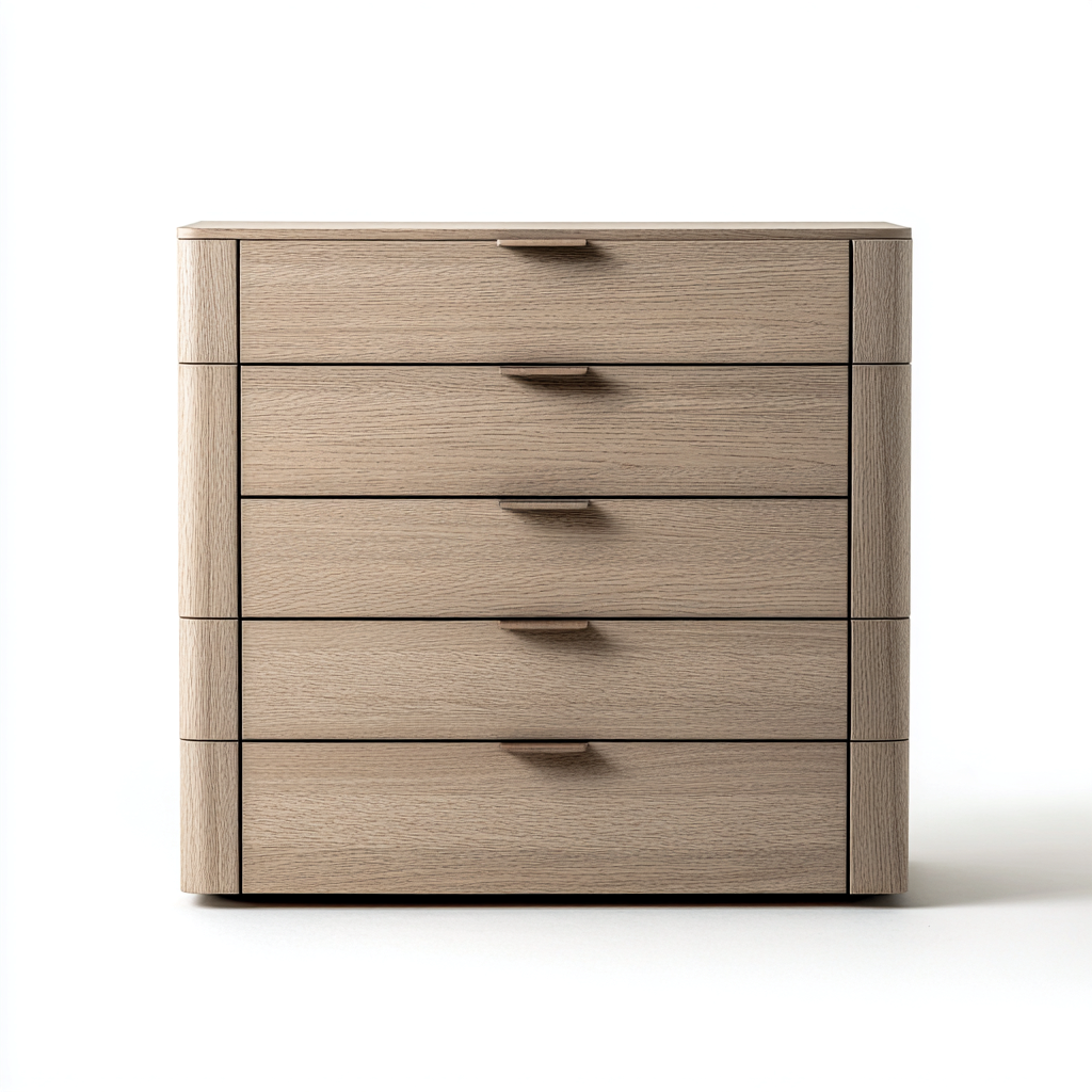 Cassettiera-legno-90x42x105 cm-Rovere chiaro-stile moderno-Kazenlyinterior