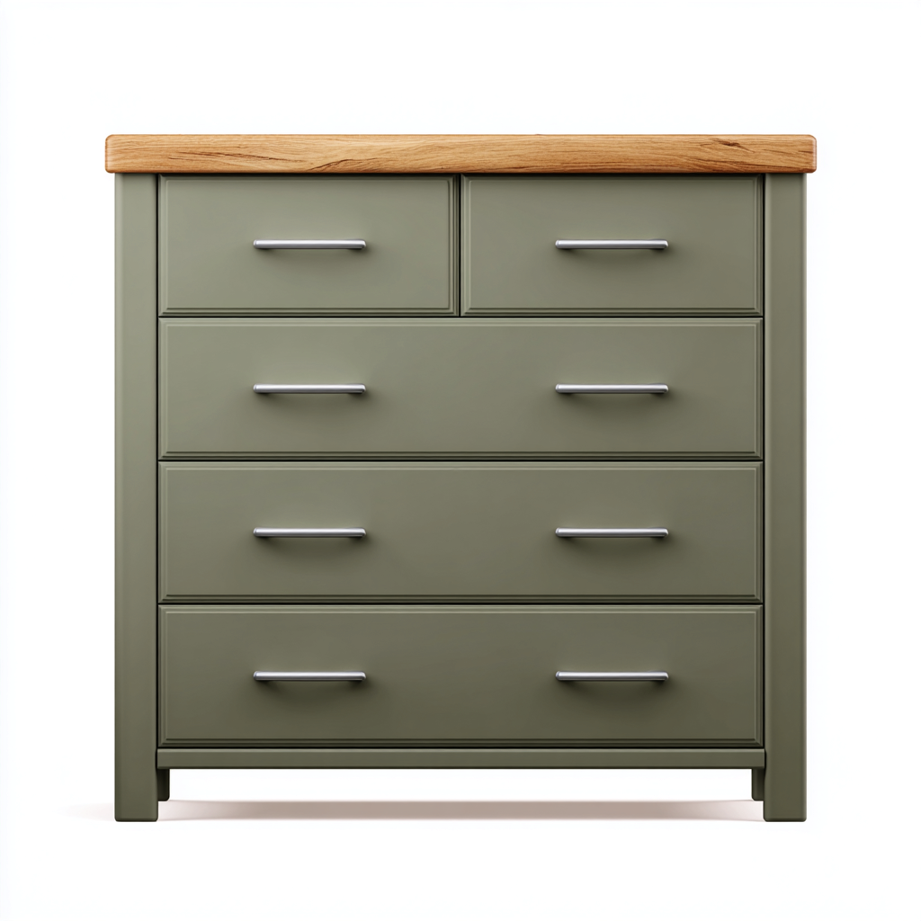 Cassettiera-legno-metallo-90x45x95 cm-Verde salvia-stile moderno-Kazenlyinterior