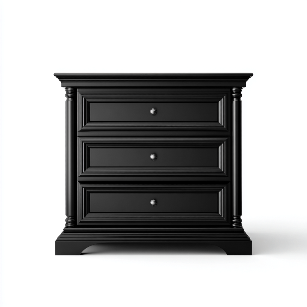 Cassettiera-legno-85x45x80 cm-Nero-stile classico-Kazenlyinterior