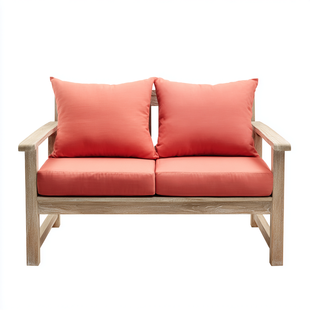 Divani da esterno-legno-tessuto per esterni-128x74x76 cm-corallo-legno naturale-design moderno-Kazenlyinterior