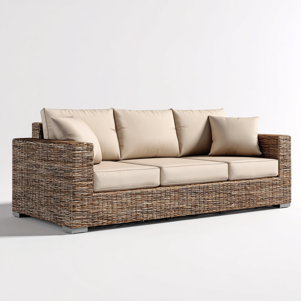 Divani da esterno-rattan-tessuto per esterni-210x85x78 cm-beige-marrone-design moderno-Kazenlyinterior