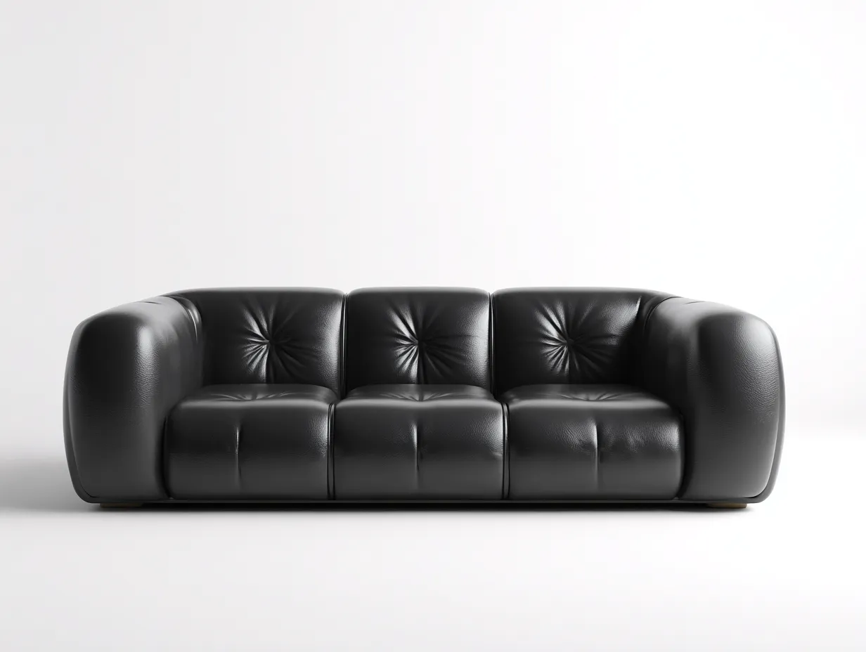 Canapé 3 places en cuir synthétique 220x95x80 cm - Noir - Canapé 3 places pour salon intérieur-Kaviavadwell