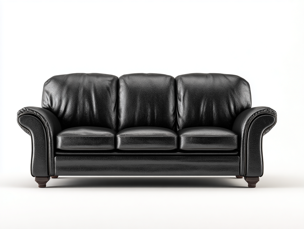 Canapé 3 places en cuir 215x95x90 cm noir pour salon - style classique-Kaviavadwell