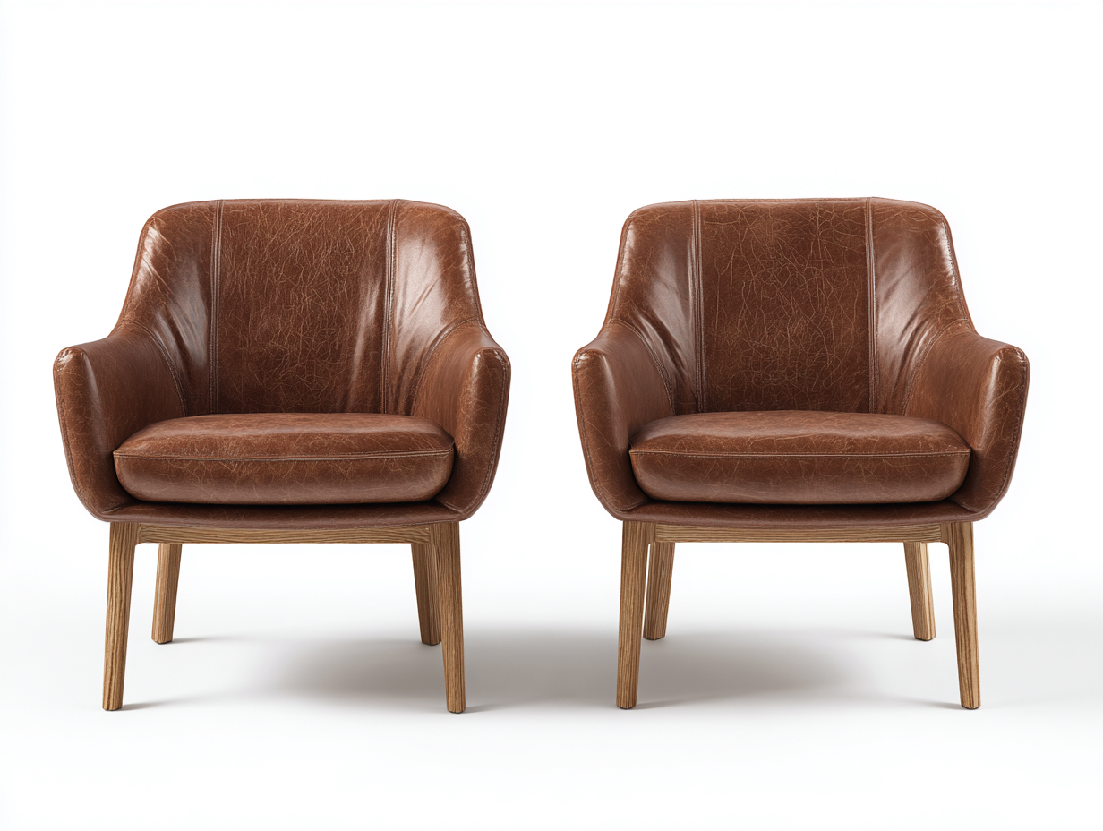 Chaise de salle à manger en cuir et bois 58x60x82 cm marron pour salle à manger - style classique-Kaviavadwell