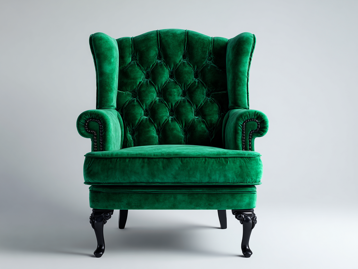 Fauteuil en velours 85x90x105 cm vert pour salon - style classique-Kaviavadwell