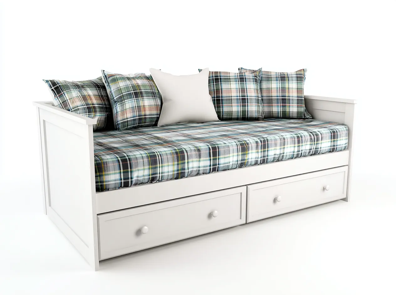 Canapé lit en bois 200x90x85 cm - blanc - style classique avec tiroirs de rangement pour salon-Vavexdahaus