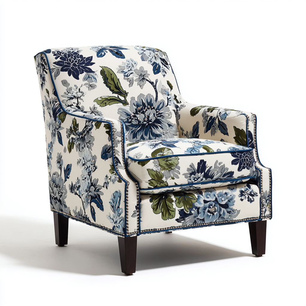 Poltrona-Tessuto-Legno-80x86x90 cm-Bianco-Blu-Verde-Stile classico-Vovoravanest