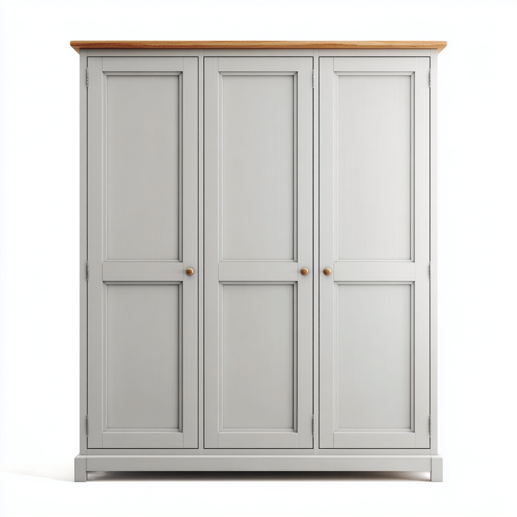 Armadio - legno - 150x60x195 cm - grigio chiaro-legno naturale - stile classico-Vovoravanest