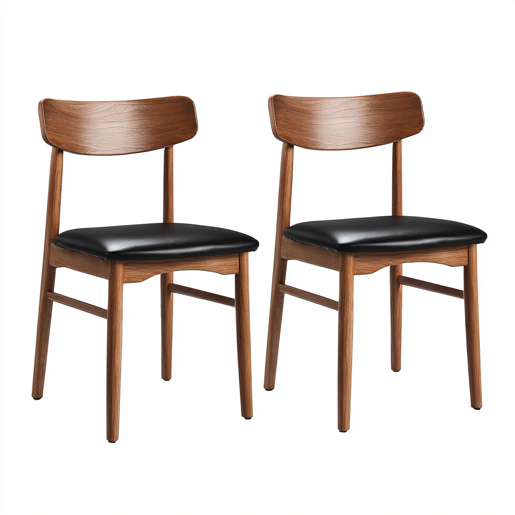 Sedia da pranzo - legno-ecopelle - 45x52x80 cm - nero-legno naturale - stile moderno-Vovoravanest