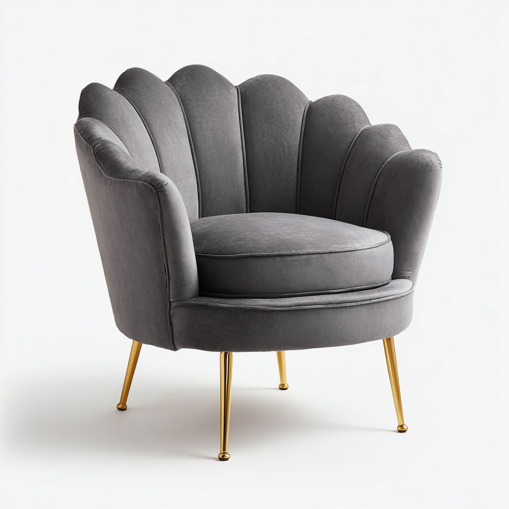 Poltrona-Tessuto velluto-Metallo-78x76x79 cm-Grigio-Stile moderno-Vovoravanest