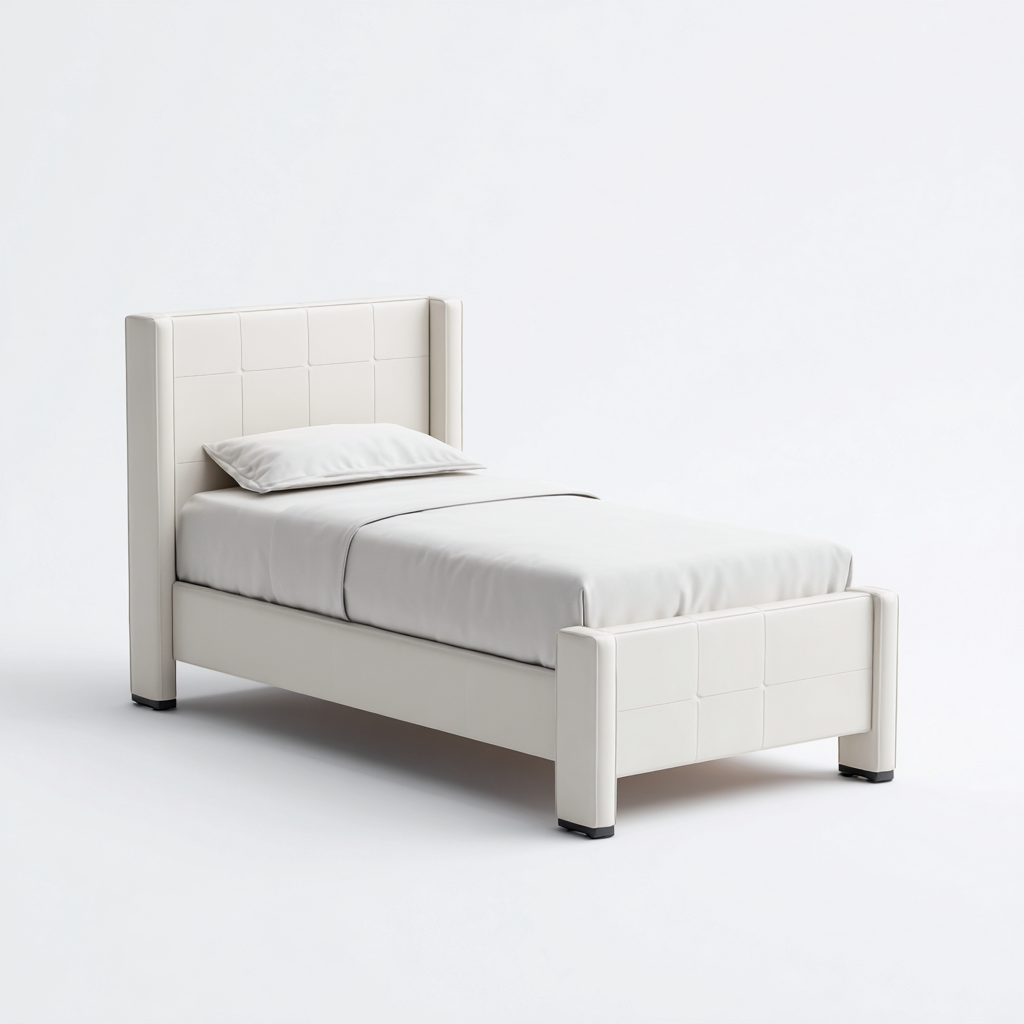 Letto singolo-Struttura legno-Ecopelle-200x90x98 cm-Bianco-Stile moderno-Vovoravanest