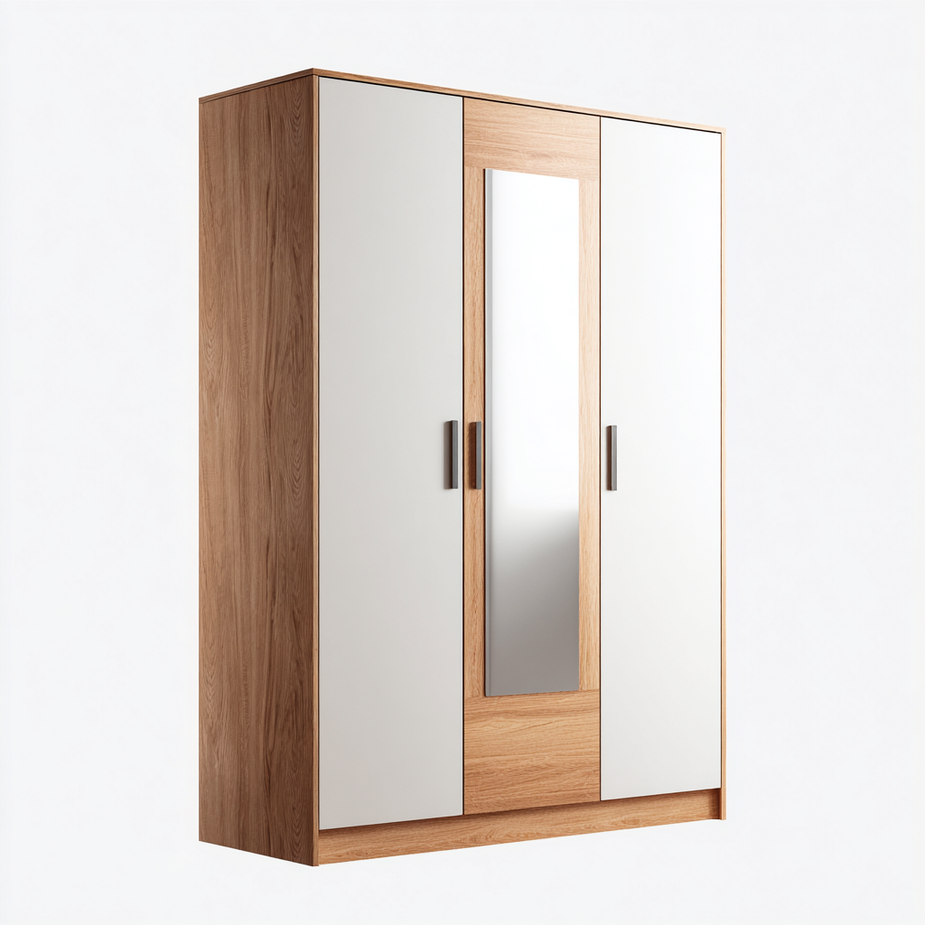 Armadio - legno-vetro - 160x58x200 cm - legno naturale-bianco - stile moderno-Vovoravanest