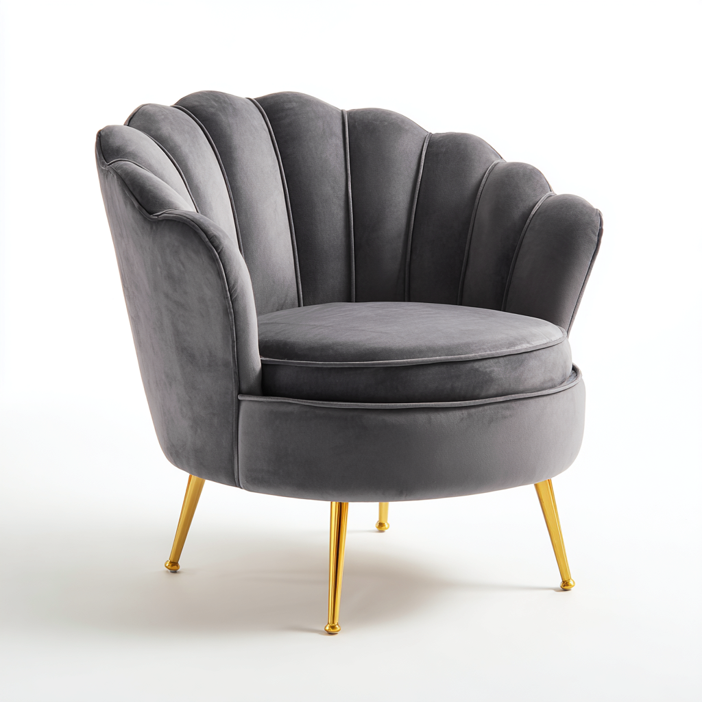 Poltrona-Tessuto velluto-Metallo-76x74x78 cm-Grigio-Stile moderno-Vovoravanest