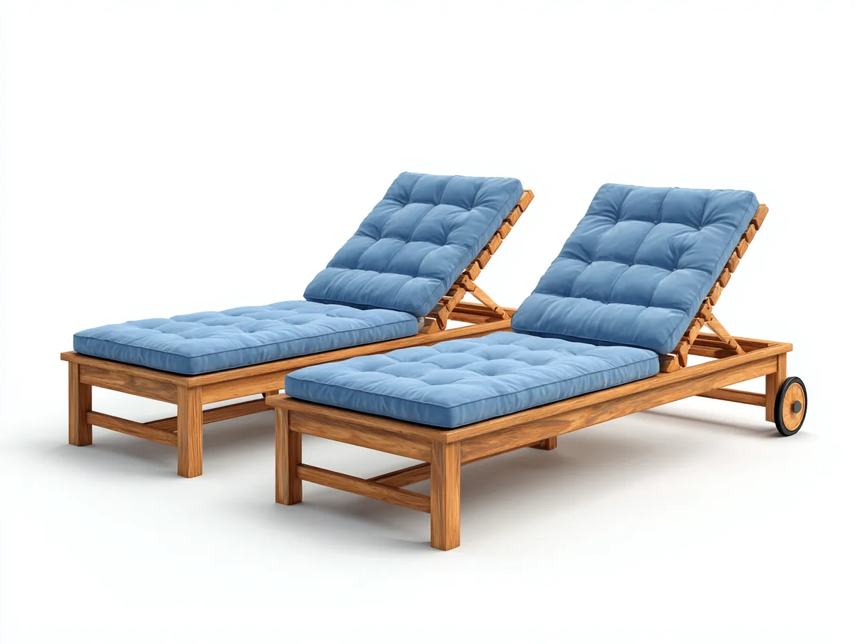 Bain de soleil en bois avec coussin 200x65x85 cm bleu pour jardin - design réglable-Karorastudio