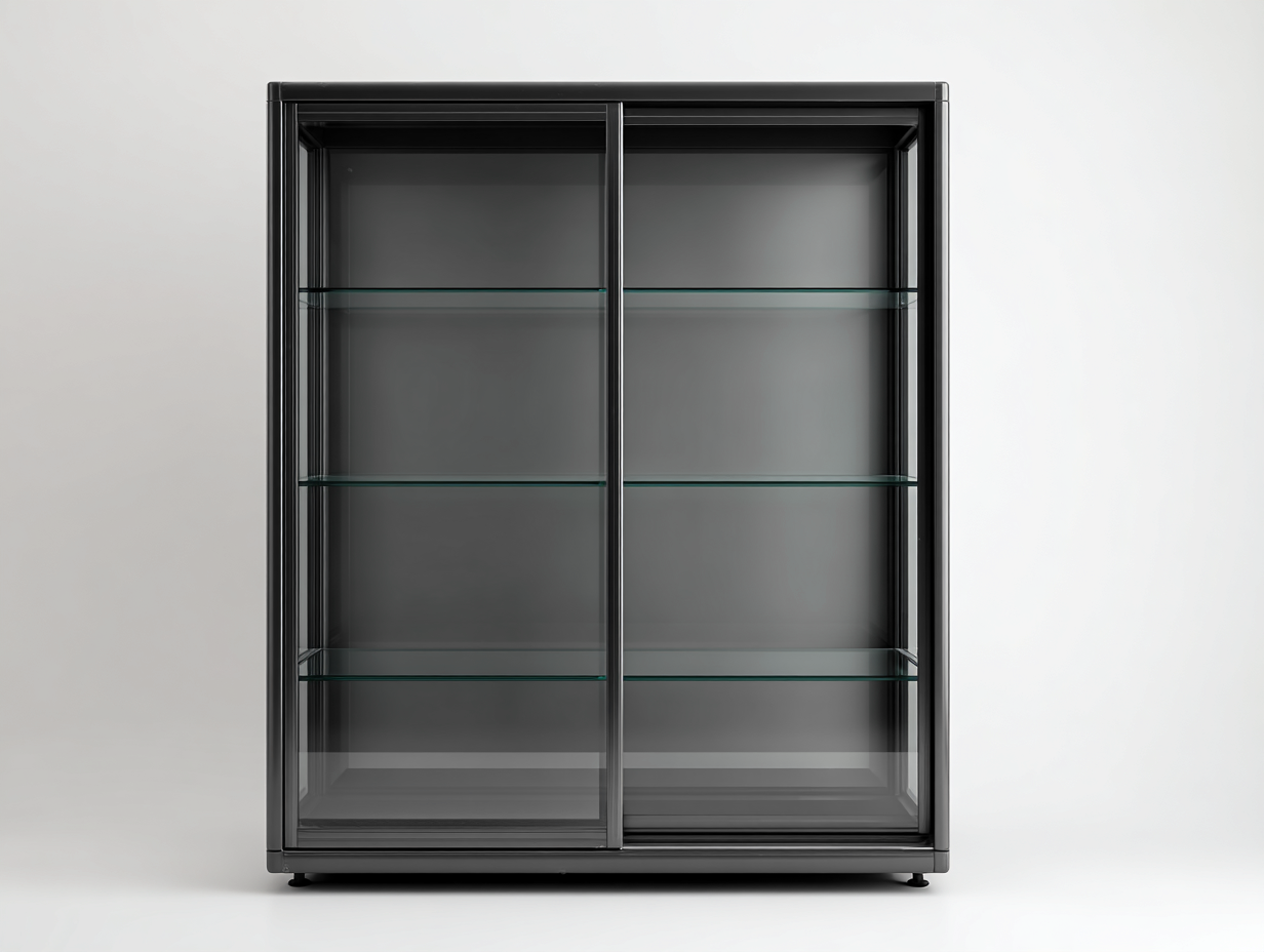 Vitrine verre et métal 120x40x180 cm - noir - rangement et exposition design contemporain-Karorastudio