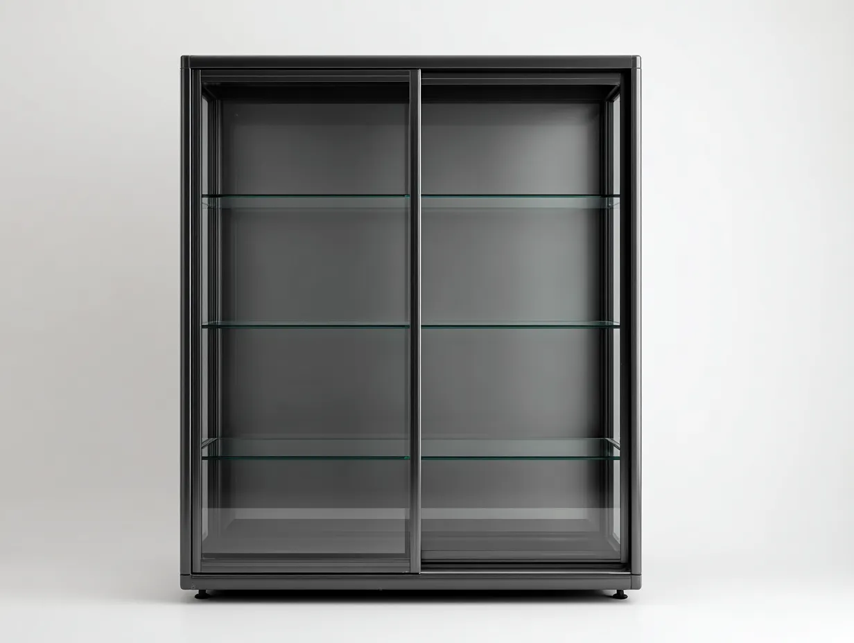 Vitrine verre et métal 120x40x180 cm - noir - rangement et exposition design contemporain-Karorastudio